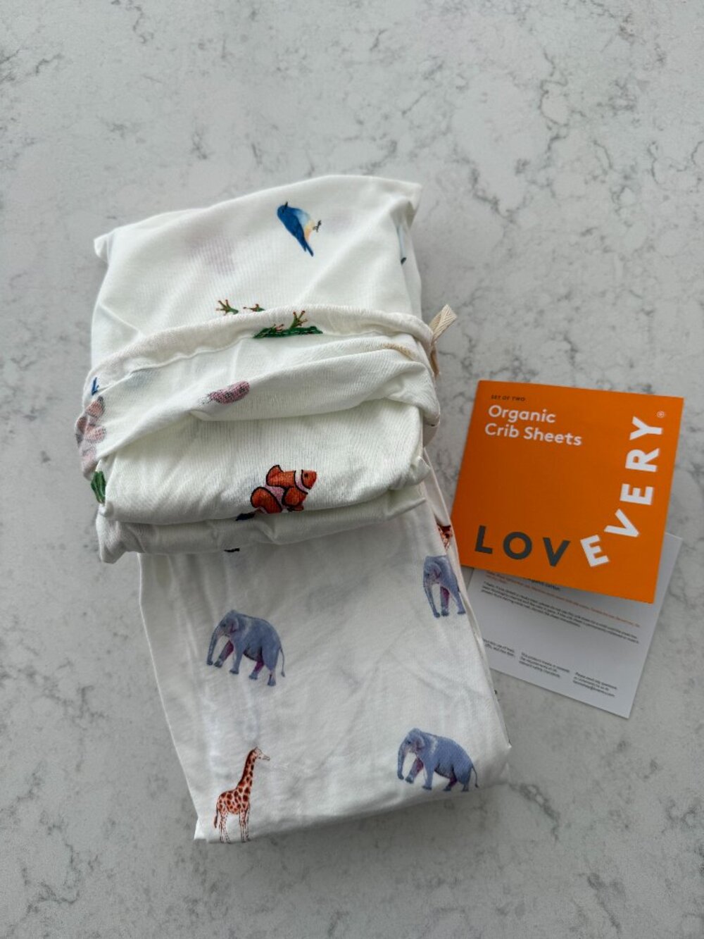 NEW Lovevery animal print baby toddler crib sheet set of two